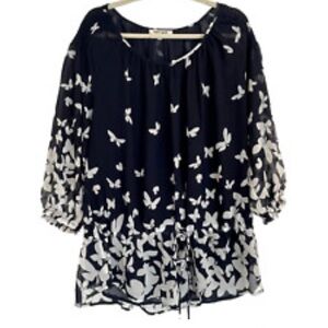 Black Rainn Butterfly Scoop Neck Tops for Women
